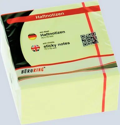 Produktbild von Büroring Haftnotiz Würfel75x75mm pastellgelb, 450 Blatt