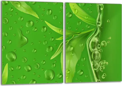 Produktbild von Herdabdeckplatten Set 2x40x52 cm Glaskeramikkochfeld Abdeckung Glas Spritzschutz, Laub Grün