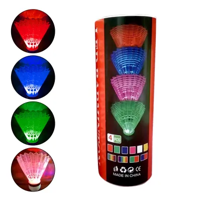 Produktbild von 4 Teile/Satz Badminton Federbälle Eng Angeordnet Stabile Fliegen Kopf Voll Runde High Speed Led Badminton Bälle Für Hinterhöfe-Zufällige Farbe