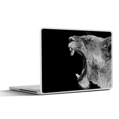 Produktbild von MuchoWow® Laptop Aufkleber Sticker Cover Tiere - Löwe - Schwarz - Weiß - Porträt 32.5x23.5 cm - Sticker für Laptop - Selbstklebend