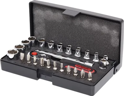 Produktbild von KS Tools 918.0626, Steckschlüssel-Satz, 1/4", 26 Kopf/Köpfe, Chrom-Vanadium-Stahl, 440 g