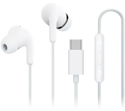 Obrázek produktu pro Sluchátka s mikrofonem Xiaomi M2413E1, 12,4 mm, Drátová, USB-C, Ovládání na kabelu, IP54, Bílá