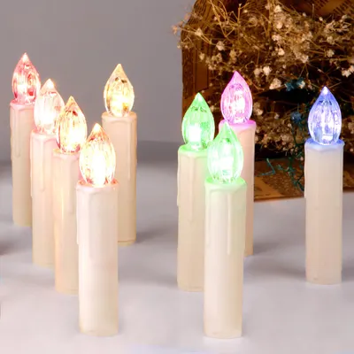 Produktbild von CCLIFE LED Weihnachtskerzen Kabellos RGB Kerzen Dimmbar Bunt Weihnachtsbaumkerzen Christbaumkerzen mit Fernbedienung Timer,Lichtfrabe:RGB