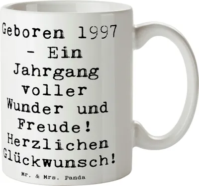 Produktbild von Mr. & Mrs. Panda Tasse Spruch 1997 Geburtstag - Weiß - Geschenk, Geboren, Happy Birthday, Alter, Jahrgang, Becher, Kaffeetasse, Herzlichen Glückwunsch, Kaffeebecher