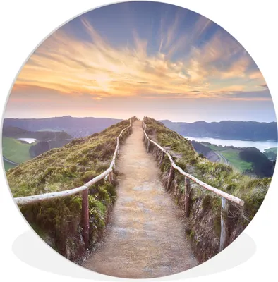Produktbild von MuchoWow® Rundes Wandbild - Runde Bilder Berge - Natur - Weg Ø 90 cm Kreis Wanddekoration Kunststoff - Wandkreis - Wandschmuck - Wand-Kreis - Wohnzimmer - Bild - Runde - Wanddeko - Dibond - Kunstdrucke