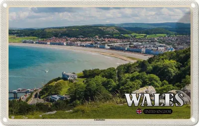 Produktbild von vianmo Blechschild 12x18 cm Wales United Kingdom Llandudno Seebad Bildmotiv Reisemotiv Abenteuer Reisen