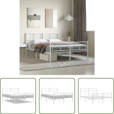 Produktbild von The Living Store Bettgestell mit Kopf- und Fußteil Metall Weiß 140x190 cm