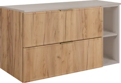 Obrázek produktu pro Koupelnová skříňka, řemeslný dub / kašmír, zlaté úchytky, 100 (80 + 20) x 46 x 57 cm