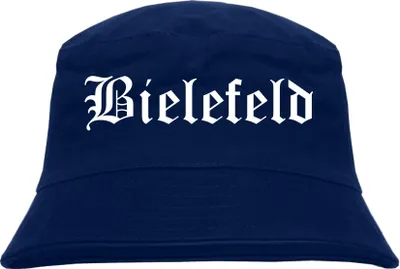 Produktbild von Bielefeld Fischerhut - Dunkelblau - Altdeutsch - bedruckt - Bucket Hat Anglerhut Hut L/XL Dunkelblau