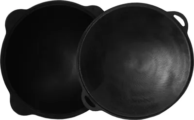 Image de Kazan 12L NAMANGAN en fonte avec couvercle et plaque de grill - marmite de camping, WOK, écumoire, BBQ, cuisine d'extérieur, Asie