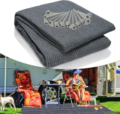 Produktbild von Clanmacy Vorzeltteppich,Zeltteppich,Rasenschutz,viele Größen,Grau,400*400CM
