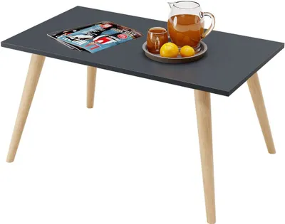 Produktbild von Skandinavischer Couchtisch 90 x 50 x 47 cm | Sofatisch | Kaffeetisch mit Buche Füße, Wohnzimmertisch mit Holzbeine |