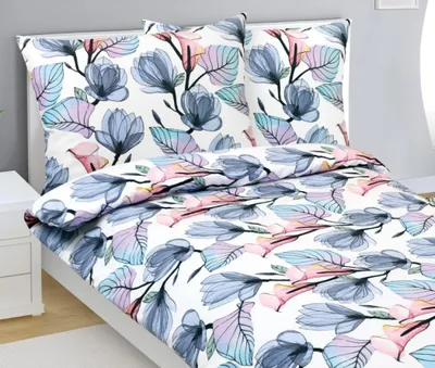 Zdjęcie produktu dla Pościel bawełniana – niebieska, fioletowa, różowa – 140x200, 70x90