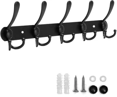 Imagen del producto de Perchero de pared de acero inoxidable, con 5 ganchos, color , para baño y pasillo