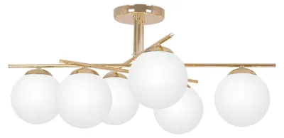 Zdjęcie produktu dla Lampa wisząca REA złoto-biała 6xE14x15W szkło wym:30x71x71cm IP20 Kaja