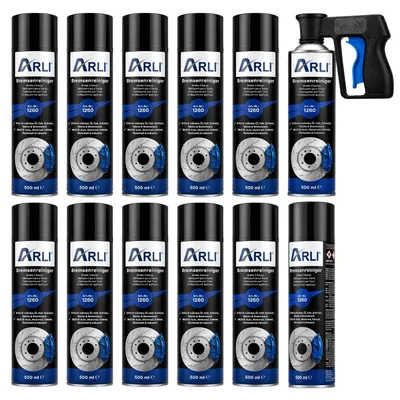 Produktbild von ARLI Bremsenreiniger 12x 500 ml mit Sprühpistole – Bremsen- und Kupplungsreiniger mit universellem Pistolengriff