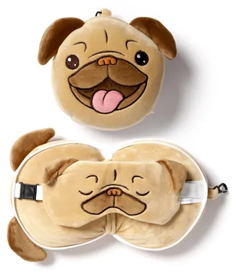 Immagine prodotto di Maschera per dormire cuscino da viaggio per bambini peluche mops il carlino Relaxeazzz