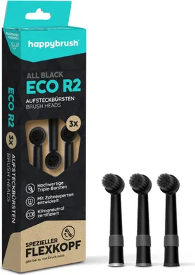 Zdjęcie produktu dla happybrush HAR2AB, 3 szt., Czarny, Politereftalan butylenu (PBT), Termoplastyczny elastomer, Niemcy, Happybrush, ECO R2