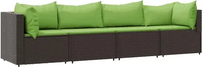 Obrázok produktu pre vidaXL 4-dielna záhradná súprava s vankúšmi Brown Poly Rattan
