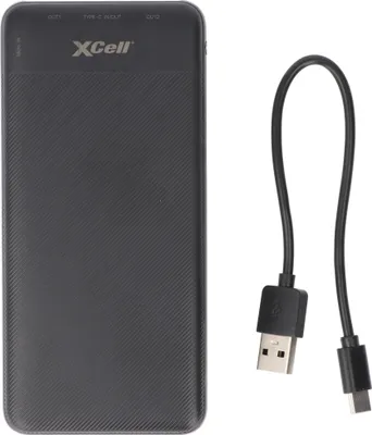 Produktbild von XCell Powerbank X10000PD mit 10.000mAh Kapazität, USB-C PD3.0, Quick-Charge, LED-Display, 2x USB-Ausgang 1x USB-C-Ausgang