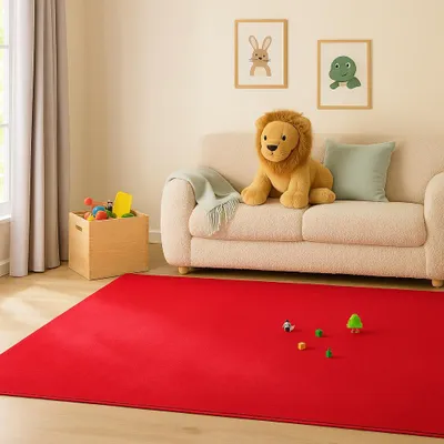 Produktbild von Velours Kinderteppich Joy Kids Knallrot, Größe:400x500 cm