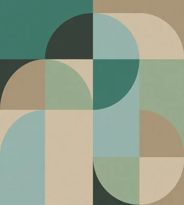 Produktbild von ESTAhome Fototapete Kreise im Bauhaus-Stil Petrolgrün, Mintgrün und Beige 250 x 279 cm