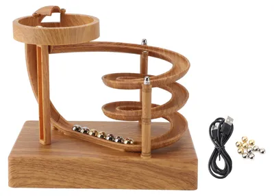 Image de Art cinétique Perpetuum Motion Machine Ornement Bureau Jouet à bille roulante non-stop Gadget scientifique Gadget physique Décoration de bureau Mâchoire en bois