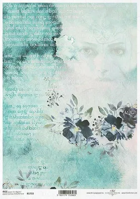 Immagine prodotto di Carta di riso per decoupage, occhi, viso, sfondo acquerellato ITD-R1733 - A4
