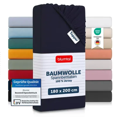 Obrázek produktu pro Blumtal, sada 2 kusů prostěradel na matraci s výškou 15 cm, rozměr 180x200 cm - 100% bavlna
