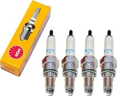 Zdjęcie produktu dla Zestaw świec zapłonowych NGK 4x CR7EH-9 Świeca zapłonowa z filtrem przeciwzakłóceniowym, 19,0 mm długi gwint Ø 10,0 mm sześciokąt 16,0 mm, odstęp między elektrodami 0,90 mm, wartość cieplna 7, 3486