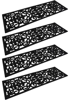 Produktbild von 4x Gummi Stufenmatten Gussoptik 75x25cm Treppenschoner Treppenmatten Fußabtreter