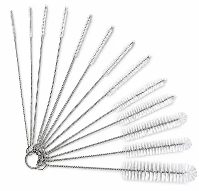 Produktbild von 13 Stück Strohhalm Reinigungsbürsten Set, Kleine Reinigungsbürste mit 304 Edelstahl Griff, Nylon Flaschenbürste Milchschlauchbürste für Kaffeevollauto