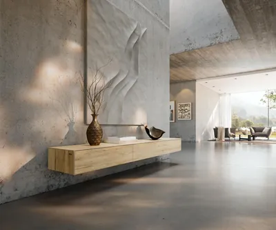 Produktbild von DELIFE Lowboard Cuor 200 cm Keramik Laminam® Sabbia Eichefarbig 1 Klappe 1 Schubfach Schwebend