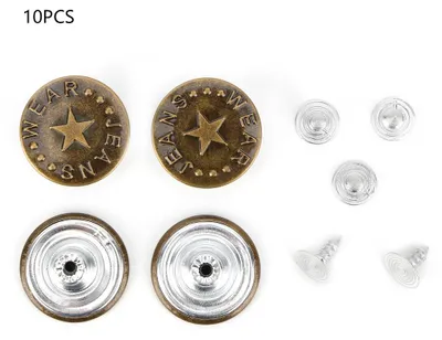 Image de 10 boutons jeans vintage, 20mm, avec bordure de fil, type #13