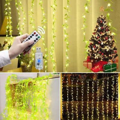 LED Kunstklimop Lichterkette 3 m, 100 LEDs, warmweiß, 8 Modi