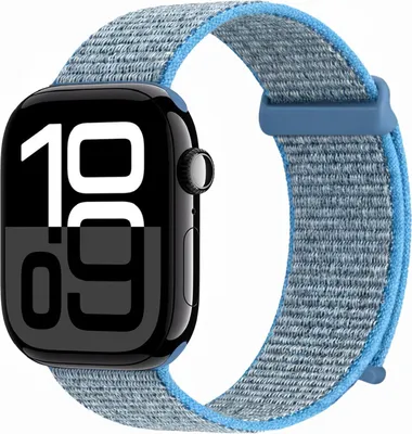 Produktbild von Smartwatch Armband für Apple Watch Series 11 46mm Nylon Textil Band Ersatzband Wechselband Klettverschluss flexibel atmungsaktiv Blau