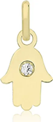 Image de Pendentif Hamsa Femme Or 375/1000 avec Oxyde de Zirconium - 14mm*7mm; TRS34591