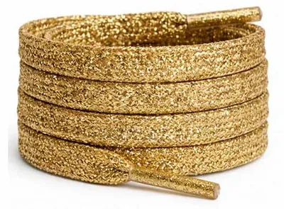 schnuersenkel glitzer flach gold