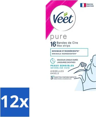 Produktbild von Veet - Enthaarungsstreifen - Achseln - Hypoallergen Minima - 16 Streifen - Vorteilspack - 12 Stücke