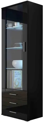 Produktbild von Vitrine SINDI SH1D schwarz / schwarz hochglanz