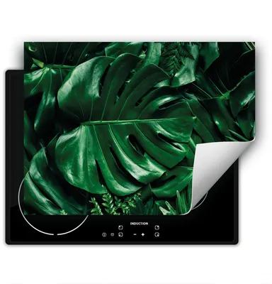 Produktbild von DarHaus Herdabdeckplatte 80x52 cm Anti Rutsch Matte Aufrollbar, grün - Blumen