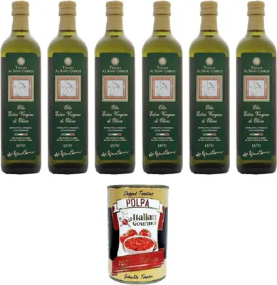 Produktbild von Al bano carrisi olio extra vergine di oliva Olivenöl extra vergine 6x 75 cl+ Italian Gourmet Polpa di Pomodoro 400g