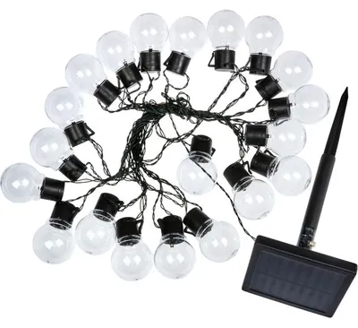 Immagine prodotto di SMART GARDEN GloBulb 20, catena di luci solari, 10 metri, 20 globi LED bianco caldo, attivazione automatica di notte, illuminazione fissa o lampeggiante, cavo nero, per uso esterno