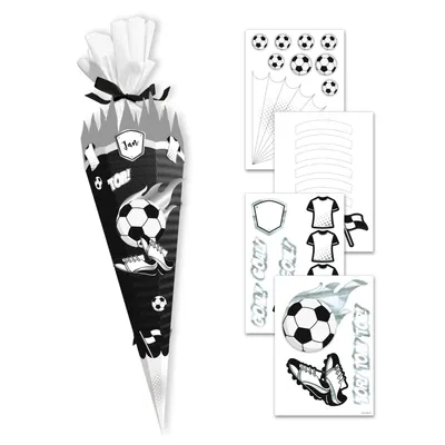 Produktbild von itenga DEKO-SET für SCHULTÜTE FUSSBALL schwarz weiss