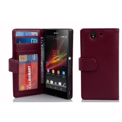 Obrázok produktu pre Cadorabo Case for Sony Xperia Z in BORDEAUX LILA Puzdro na mobilný telefón s magnetickým zatváraním a 3 slotmi na karty Puzdro na mobilný telefón Cover Protective Case Cover Book Flap Style