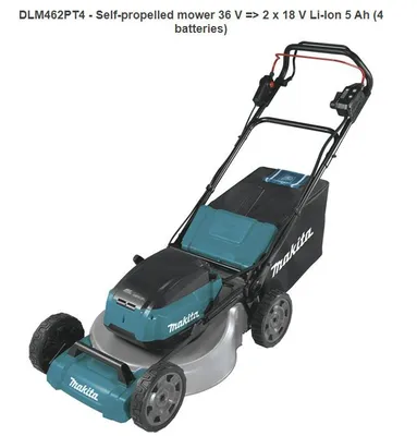 Produktbild von Makita DLM462PT4 HandgefÃ1/4hrter Rasenmäher, Elektromotor, 46cm Schnittbreite, Mulchmäher, Grasfang hinten