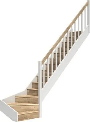 Produktbild von Pertura Wangentreppe Elenie Eiche Lackiert Mit Setzstufen Seitenwange eiche weiß 1/4-gewendelt unten rechts 83,5 cm 16 S
