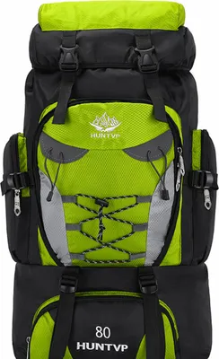 Produktbild von 80L Rucksack Wasserdicht Klettertasche Fahrradrucksack Sporttasche Freizeitrucksack Reiserucksack Trekking Camping Wander Outdoor Sport, Grün, 80L