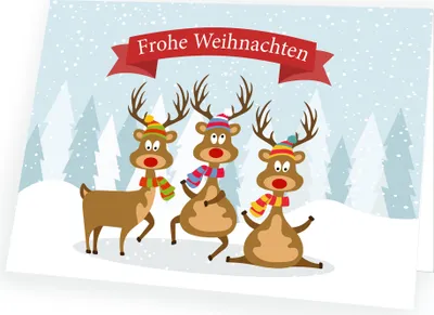 Produktbild von Weihnachtskarte Lustige Rentiere mit passendem Umschlag 10x Karte 10x Umschlag