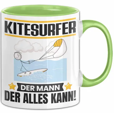 Produktbild von Kitesurfer Tasse Geschenk für Kitesurfer Der Mann Der Alles Kann Geschenkidee zum Geburtstag (Grün)